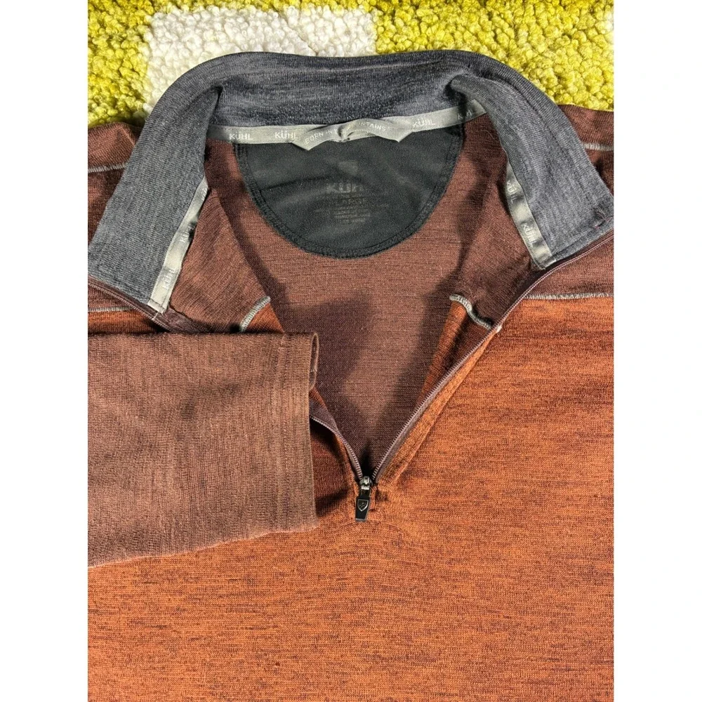 Kuhl Revel 1/4 Zip Pullover Mens Large‎ Rust Brown Heathered Sweater 3112